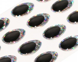 3D Epoxy Teardrop Eyes, Holographic Silver, 9 mm